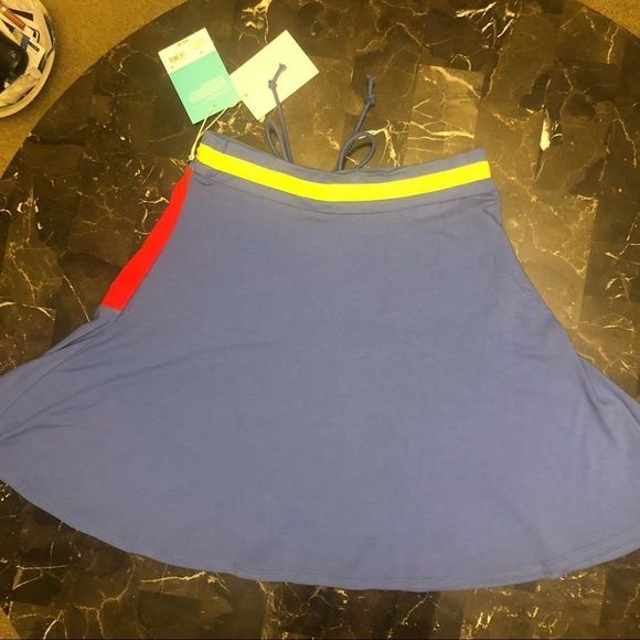 Stephen Burrows 20th Anniversary NWT Blue w red & yellow Mini Flare Skirt Size S - Picture 2 of 9